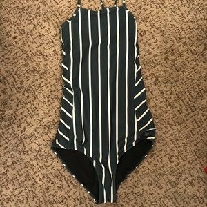 ALBION GREEN & WHITE ONE-PIECE SWIMSUIT